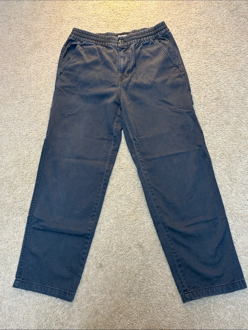 RSQ Dark Gray Straight Drawstring Elastic-Waist Carpenter Pants